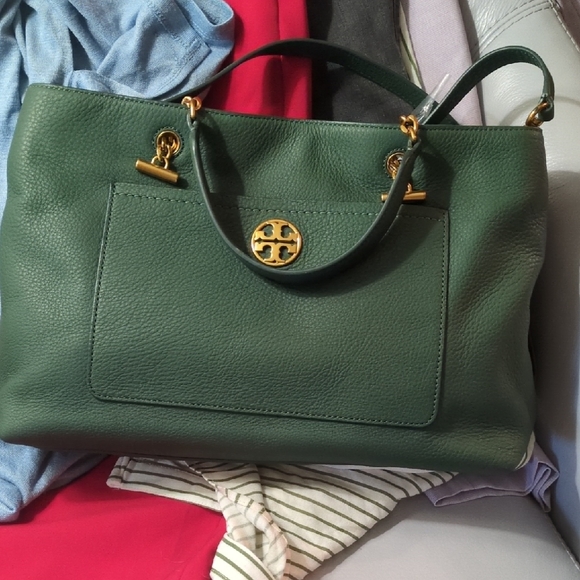 Green Leather Tory Burch Chelsea Satchel